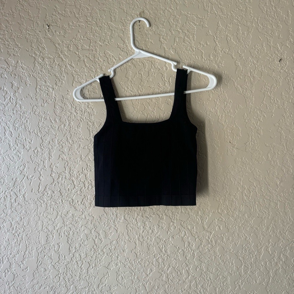Black Square Neck Crop Top